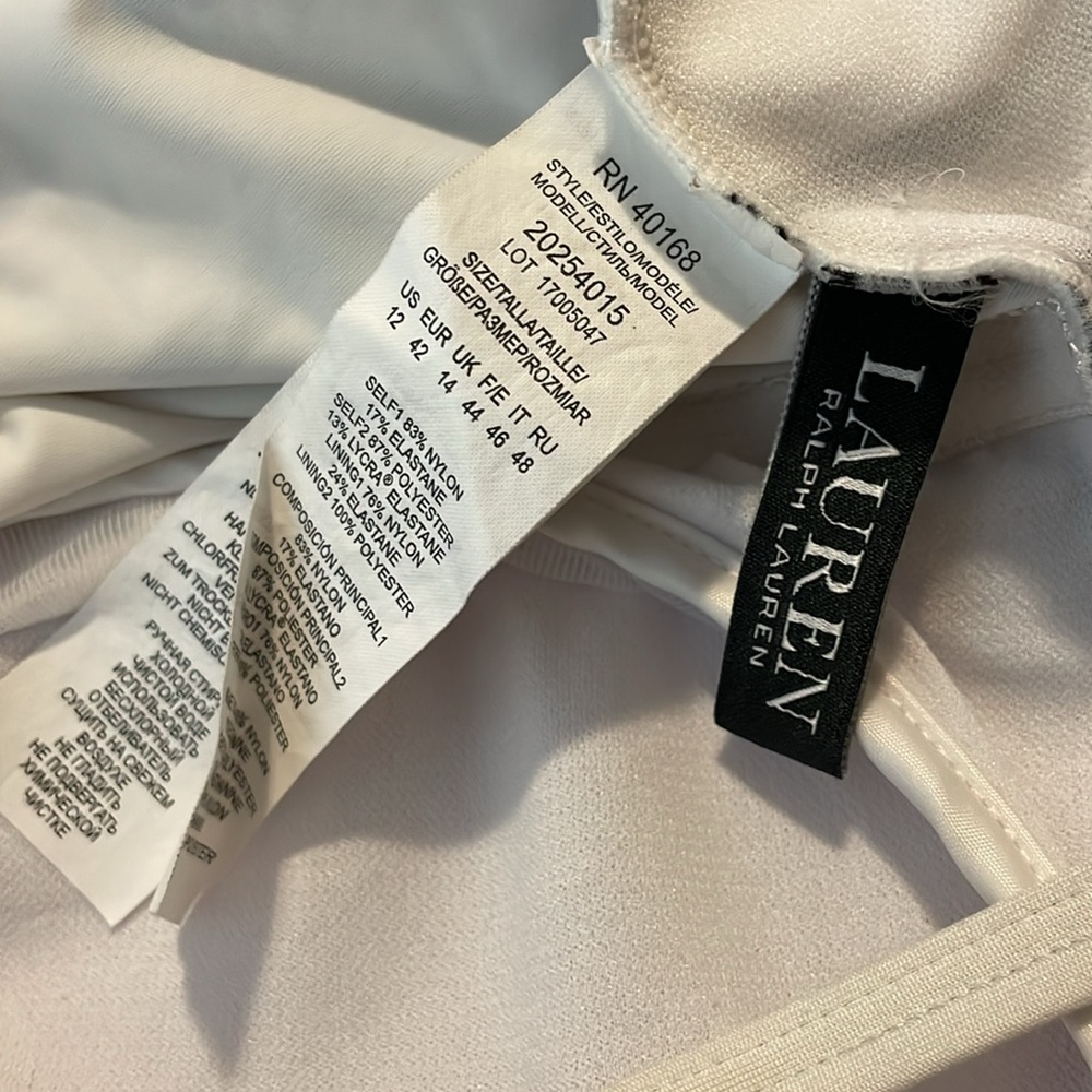 C33- Lauren Ralph Lauren Women’s 12 Large Black and White Bodysuit One Piece - Picture 3 of 3